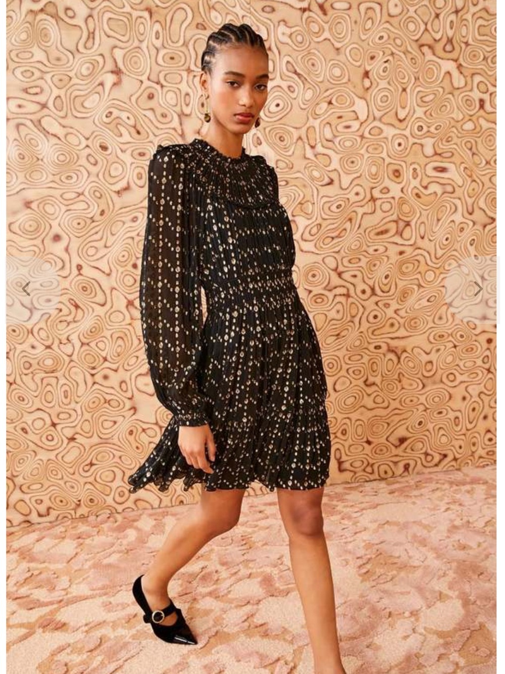 NWT $690 Ulla Johnson Elisa Silk Mini Dress Cosmos Black Metallic Dots